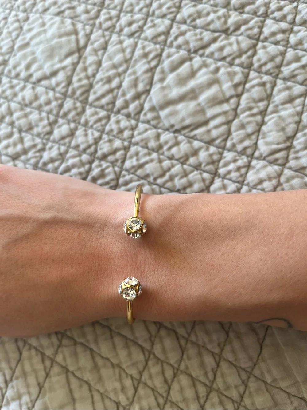 kate spade Gold Open-Ended Cuff Bracelet with Clear Crystal Ends - Picture 5 of 5